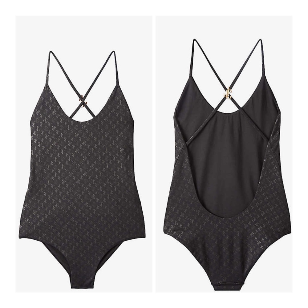 JIMMY CHOO Eudora logo-print swimsuit NWT Us Sz Xs